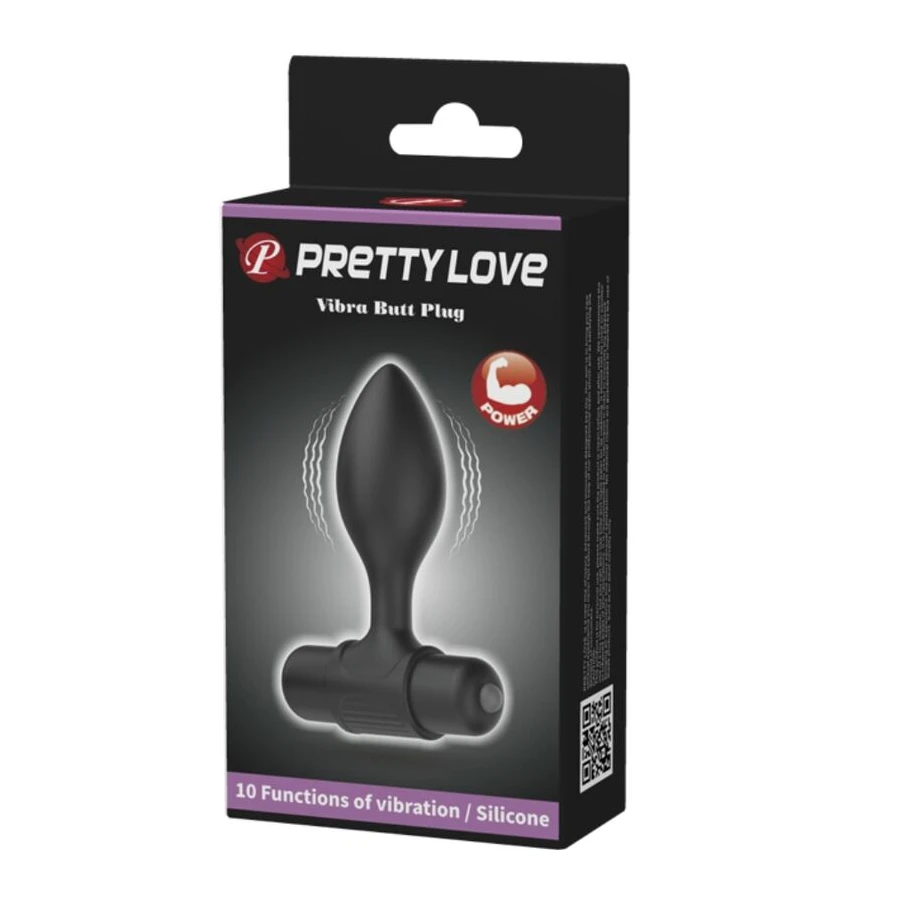 PRETTY LOVE - VIBRA BUTT 10 VIBRAZIONI PLUG ANALE NERO
